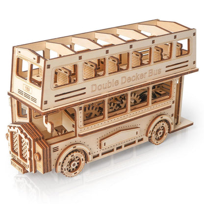 3D Puzzle Doppeldeckerbus Holzbausatz mit Motor & Getriebe