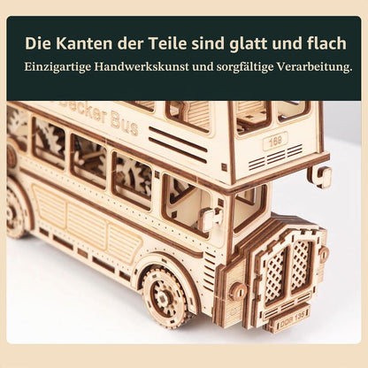 3D Puzzle Doppeldeckerbus Holzbausatz mit Motor & Getriebe