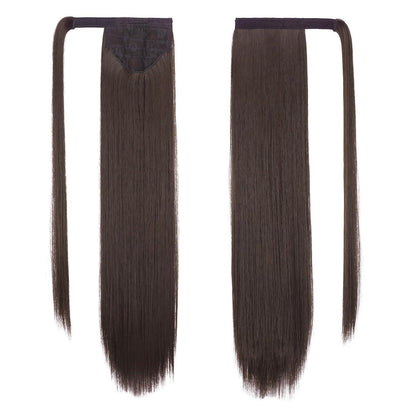 Langer glatter Pferdeschwanz Zopf Haarverlängerung Braun 60cm