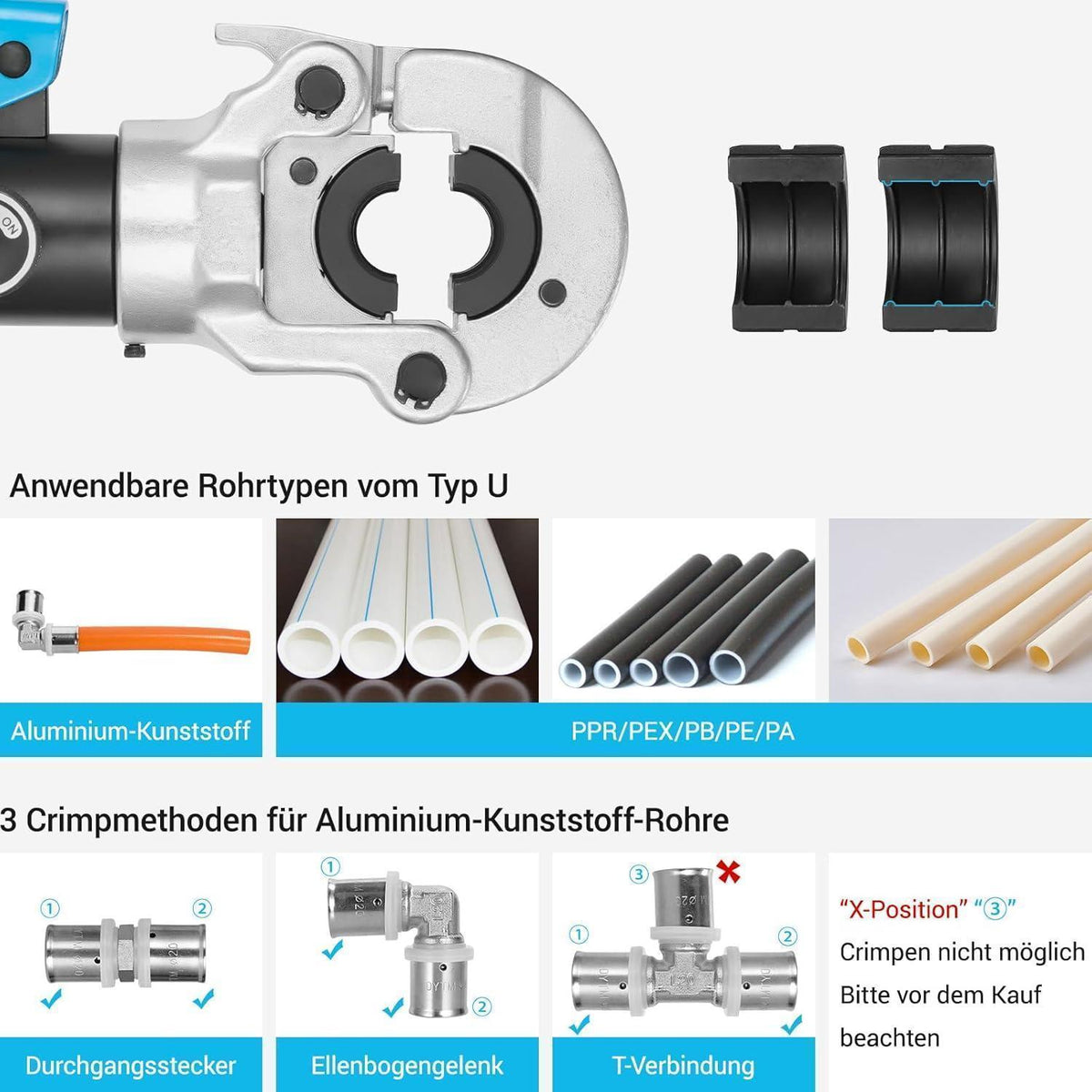 Presszange U-Kontur für Verbundrohr 16-32mm