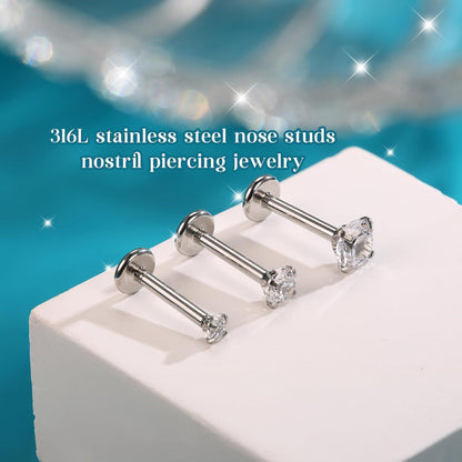 12er Set Helix Piercings Chirurgenstahl mit Zirkonia, 6/8mm Länge
