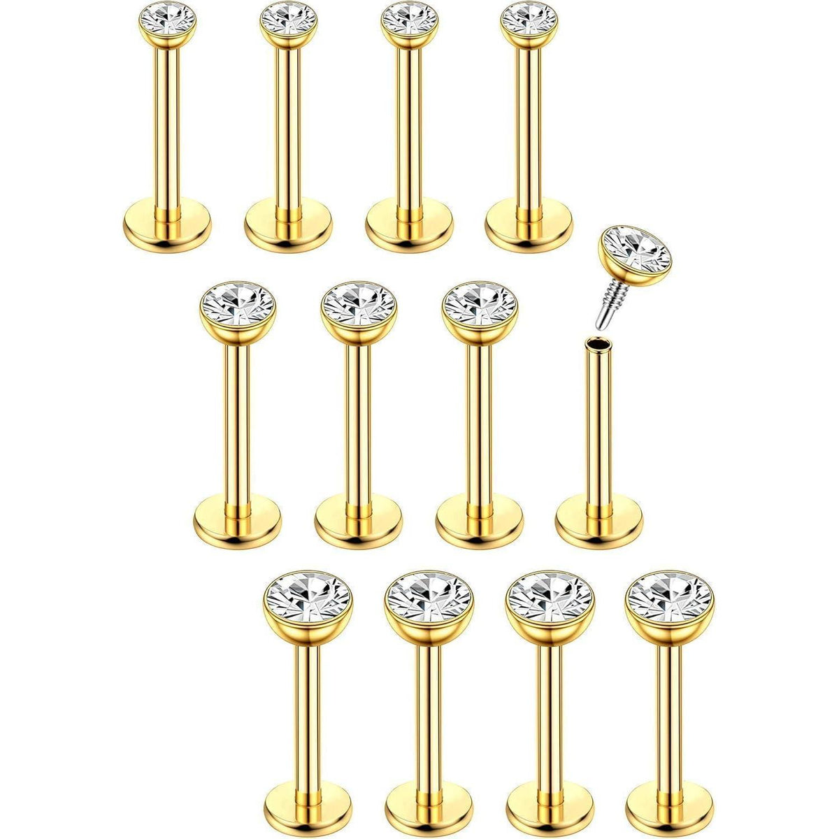 Chirurgenstahl Helix Piercings 12er Set mit CZ, 6/8mm Länge