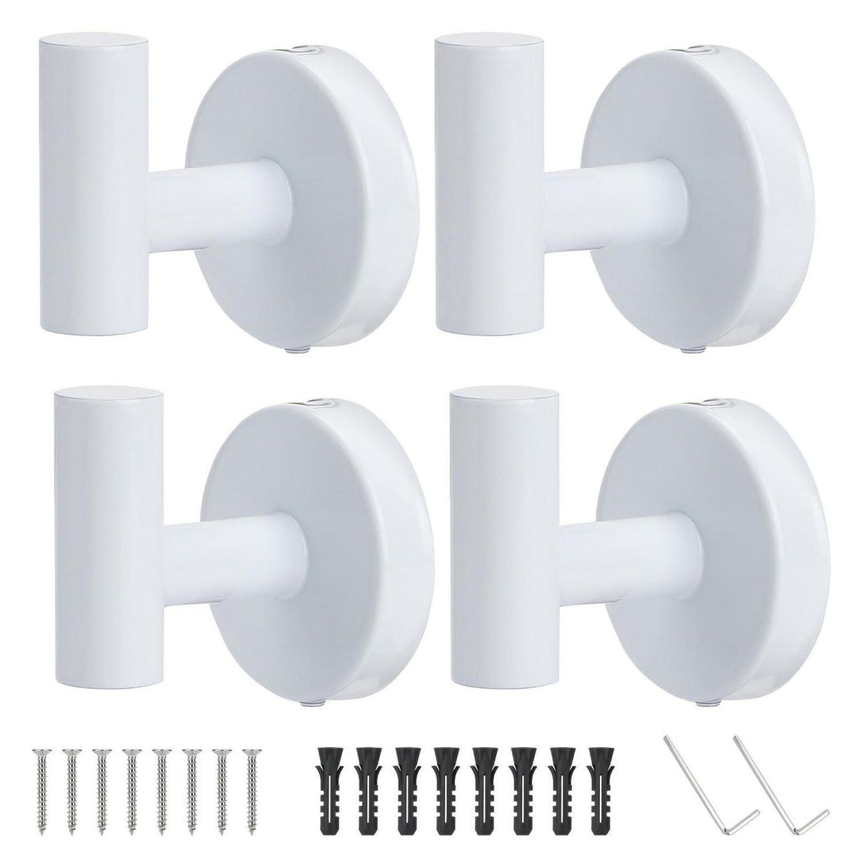 Edelstahl Garderobenhaken 4er-Set Wandhaken Weiß