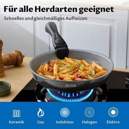 Pfannenset mit abnehmbarem Griff, Keramikbeschichtung, alle