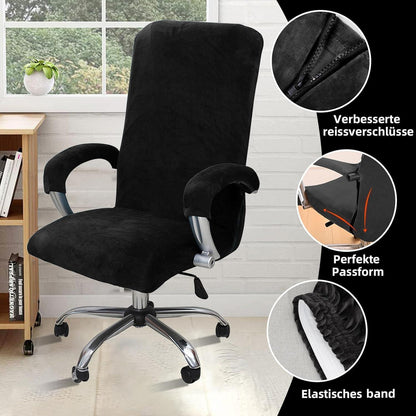 Samt Bürostuhlbezug mit Armlehne, X-Large Schwarz