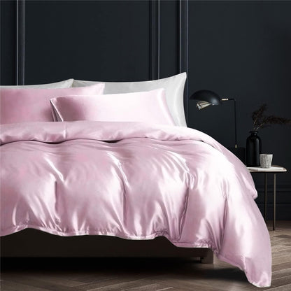 Satin Bettwäsche Set Rosa 135x200cm - 4-teilig, Glänzend & Weich