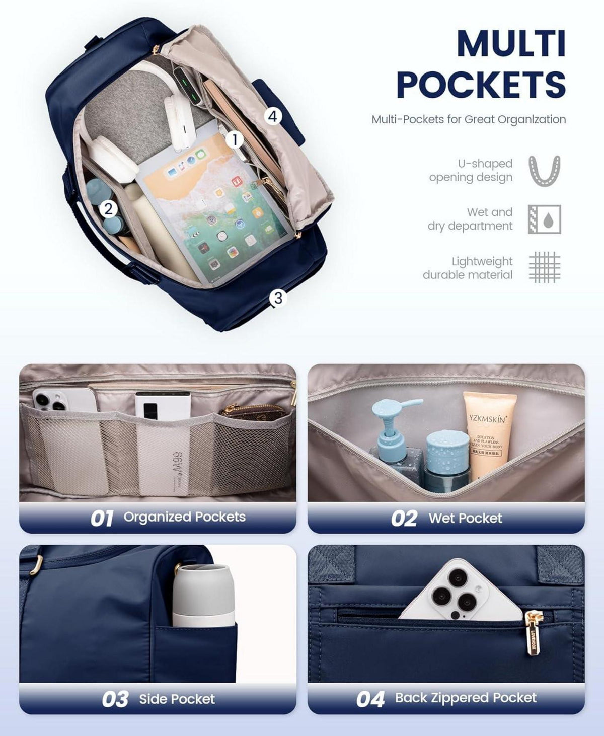 Sporttasche Damen Weekender Reisetasche mit Schuhfach & Nassfach