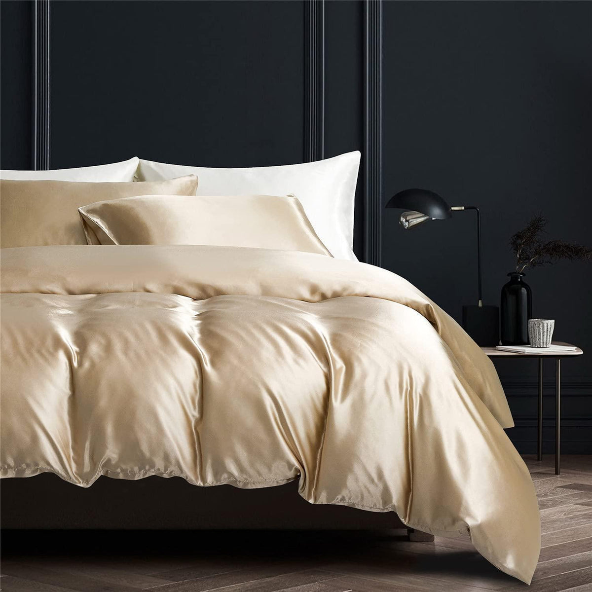 Satin Bettwäsche Set 135x200cm, 4-teilig, Gold, Luxus Gelb