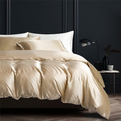 Satin Bettwäsche Set 135x200cm, 4-teilig, Gold, Luxus Gelb