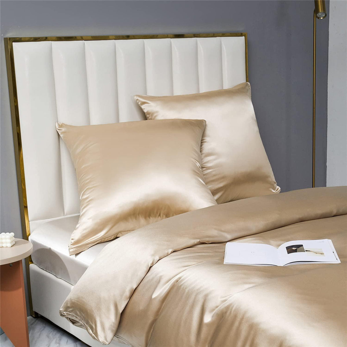 Satin Bettwäsche Set 135x200cm, 4-teilig, Gold, Luxus Gelb