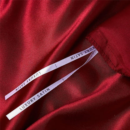 Satin Bettwäsche Set 135x200cm Rot – 4-teilig, Luxus & Weich