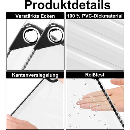 Wasserdichte Abdeckplane 1.5x6m | PVC Plane mit Ösen & Seil
