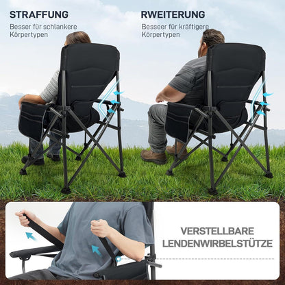 XL Campingstuhl faltbar 230kg belastbar mit Getränkehalter