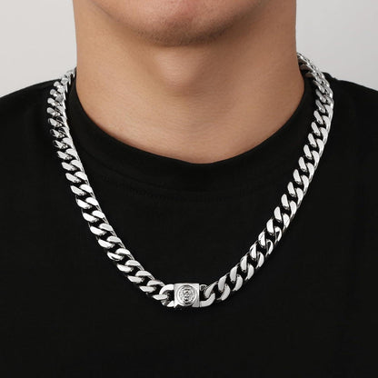 Herren Panzerkette mit Löwe & Totenkopf Verschluss 18K Gold