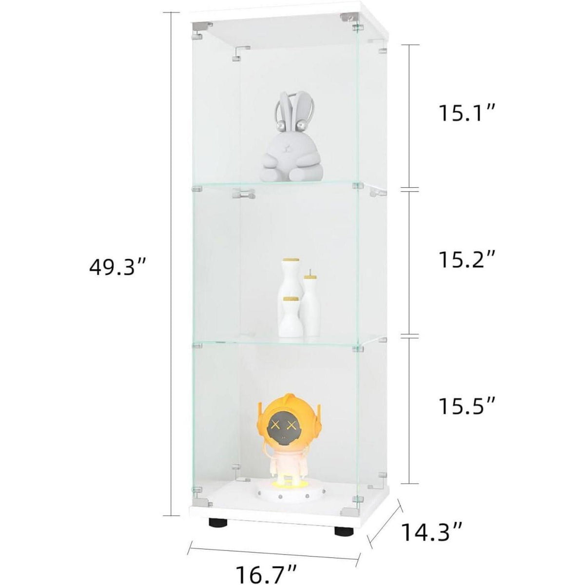 Moderne Glasvitrine mit 3 Böden für Sammlerstücke & Dekoration