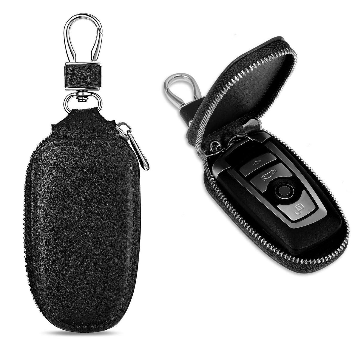 Autoschlüssel Tasche in Lederoptik mit Reißverschluss Schwarz