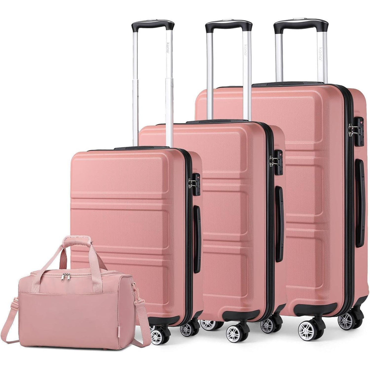 4-teiliges Hartschalen-Kofferset mit TSA-Schloss, Rosegold
