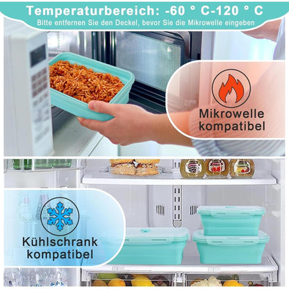 4er Set Silikon Frischhaltedosen mit Deckel Luftdicht und