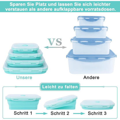 4er Set Silikon Frischhaltedosen mit Deckel Luftdicht und
