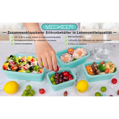 4er Set Silikon Frischhaltedosen mit Deckel Luftdicht und