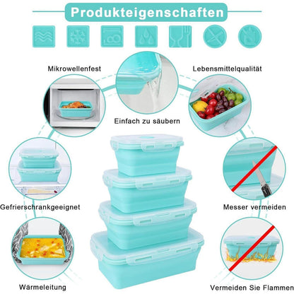 4er Set Silikon Frischhaltedosen mit Deckel Luftdicht und