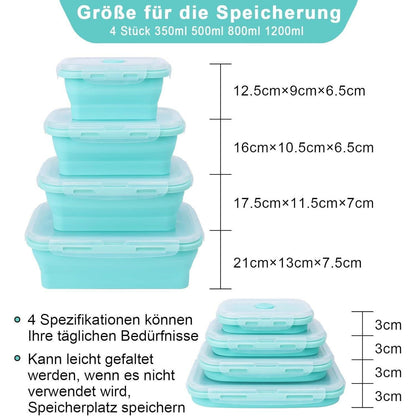 4er Set Silikon Frischhaltedosen mit Deckel Luftdicht und