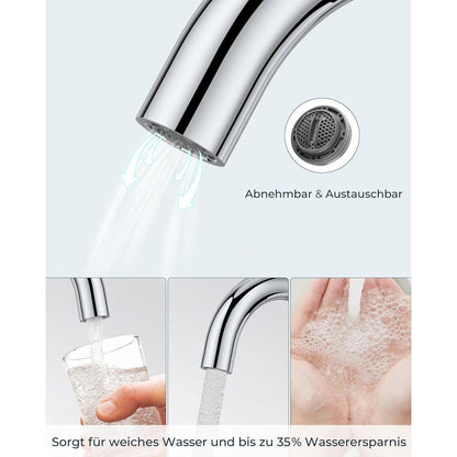 Hochwertiger Waschtischarmatur 360° drehbar, polierter Chrom