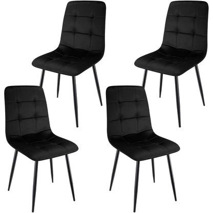 Gepolsterte Esszimmerstühle 4er Set, Samt & Metall Schwarz