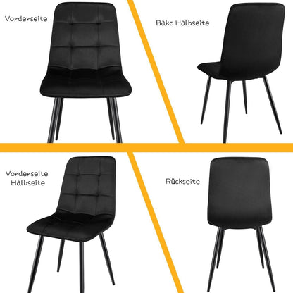 Gepolsterte Esszimmerstühle 4er Set, Samt & Metall Schwarz