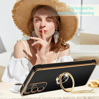 Handyhülle mit Band für Samsung Galaxy A15 4G/5G, Ring Ständer Schwarz