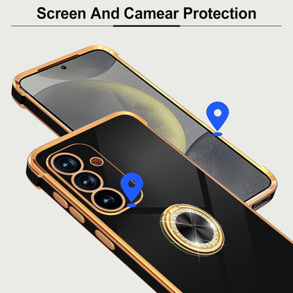 Handyhülle mit Band für Samsung Galaxy A15 4G/5G, Ring Ständer Schwarz