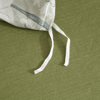 Baumwoll Bettwäsche Set Blumen Grün Weiß 220x240 cm