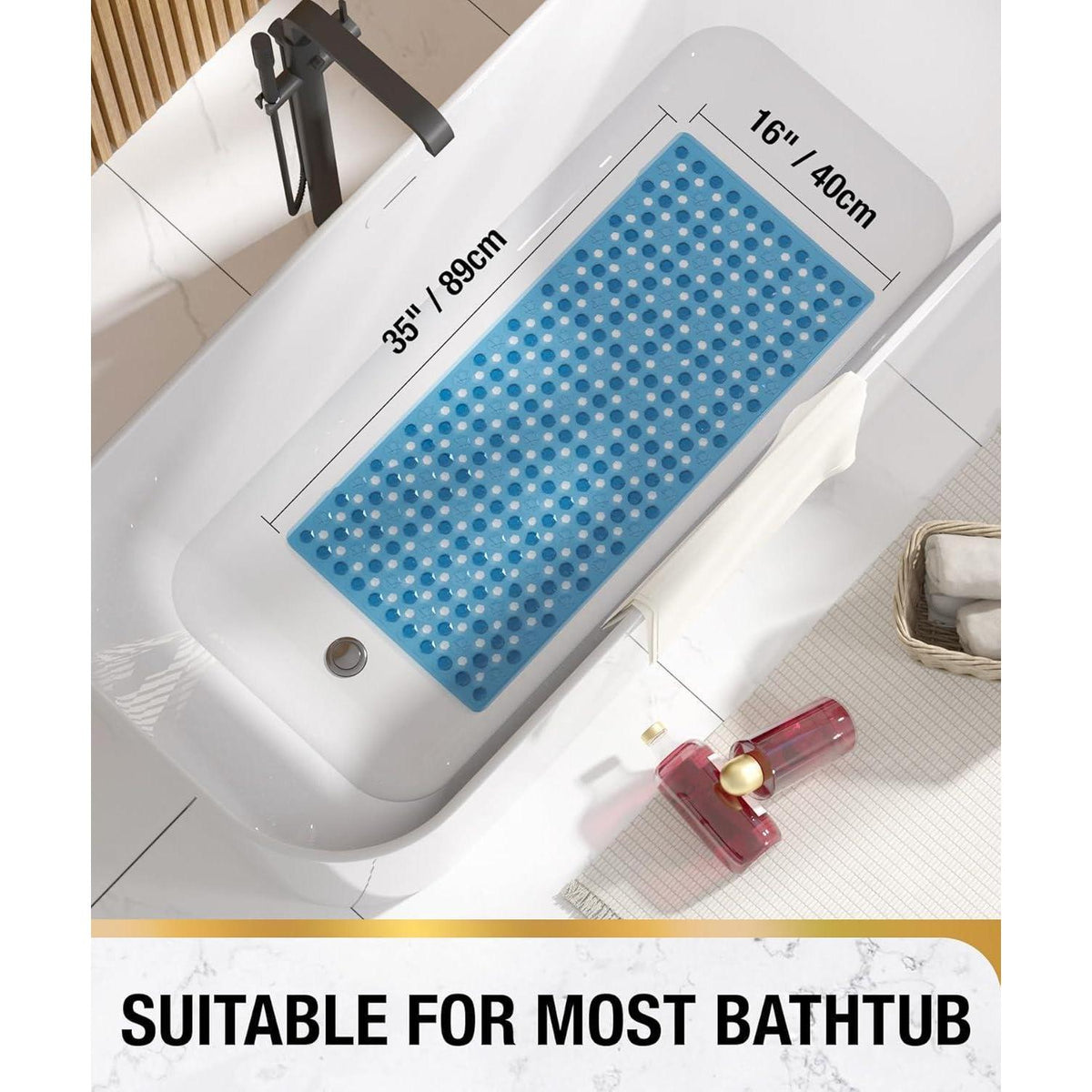 Rutschfeste Badewannenmatte 89x40cm – Schnelltrocknend & Hygienisch