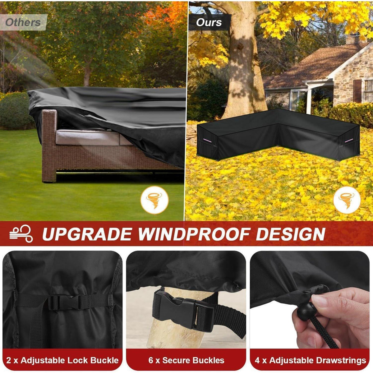 Gartenmöbel Abdeckung L-Form Wasserdicht für Ecksofa