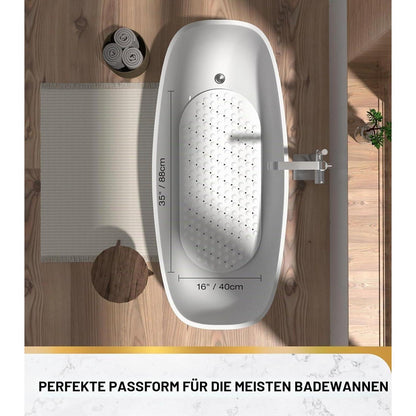 Rutschfeste Badewannenmatte oval, weiß – 88x40 cm