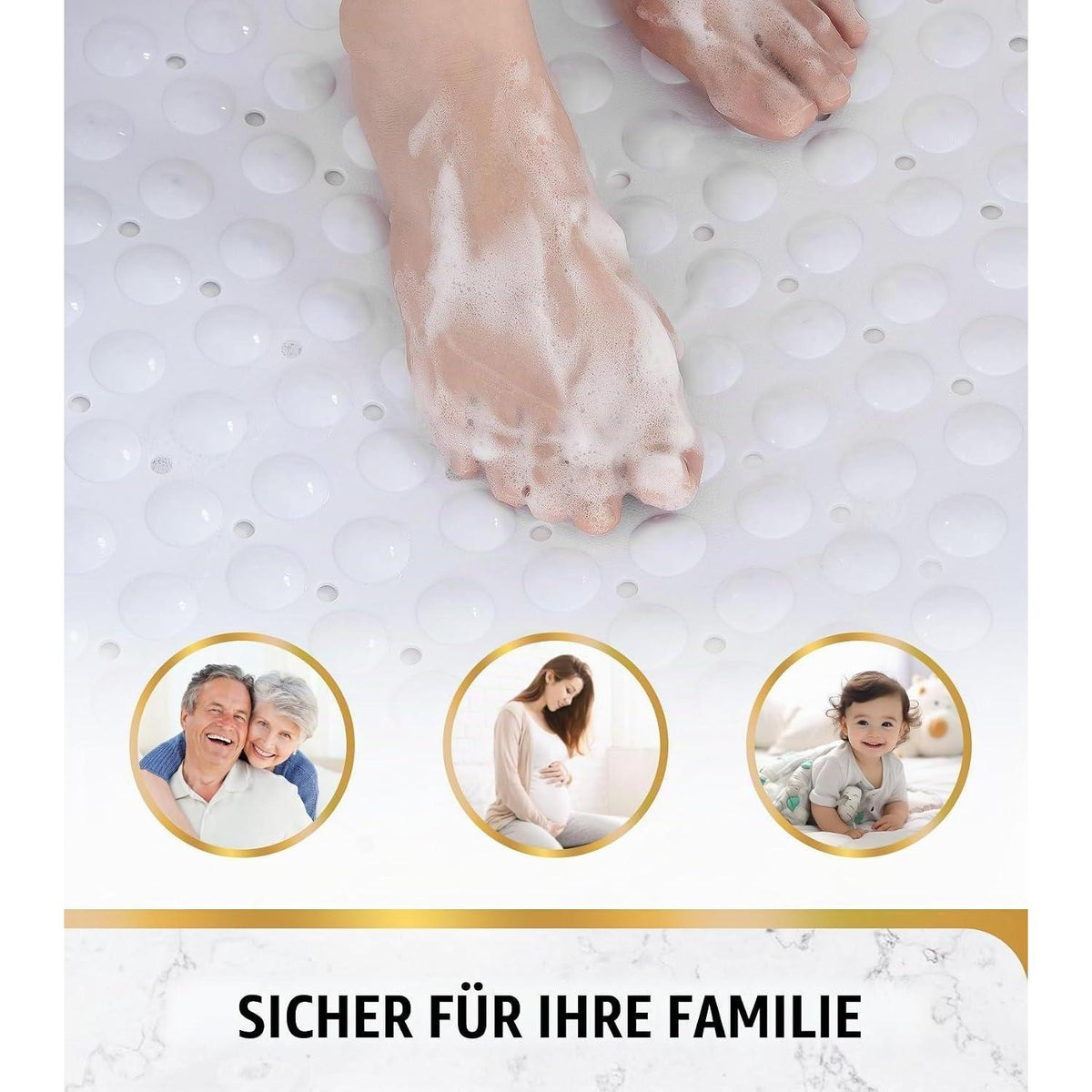 Rutschfeste Badewannenmatte oval, weiß – 88x40 cm