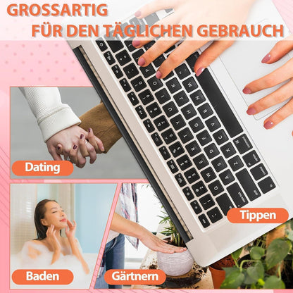 Eckige French Tip Nägel – 24 Stück, Nude Weiß, 12 Größen