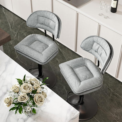 Barhocker 2er Set Ergonomisch Gepolstert Hellgrau