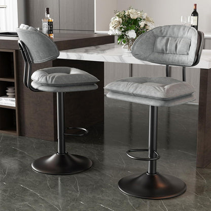 Barhocker 2er Set Ergonomisch Gepolstert Hellgrau