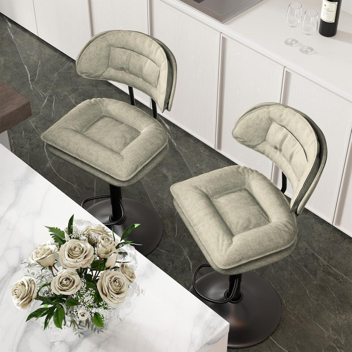 Barhocker 2er Set Beige – Ergonomisch & Verstellbar