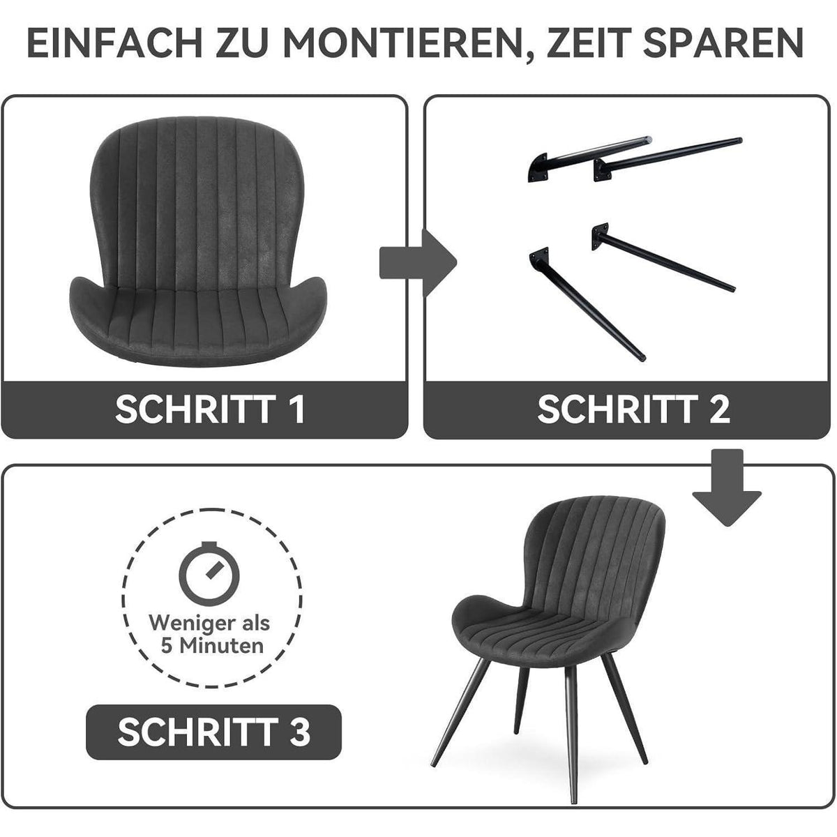Esszimmerstühle 2er Set Schwarz – Ergonomisch & Robust