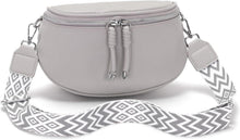 Moderne Damen Bauchtasche Grau Crossbody Bag Vegan Ledertasche