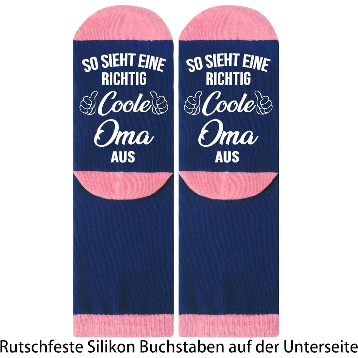 Rutschfeste Baumwollsocken für Oma – "Coole Oma" 39-42