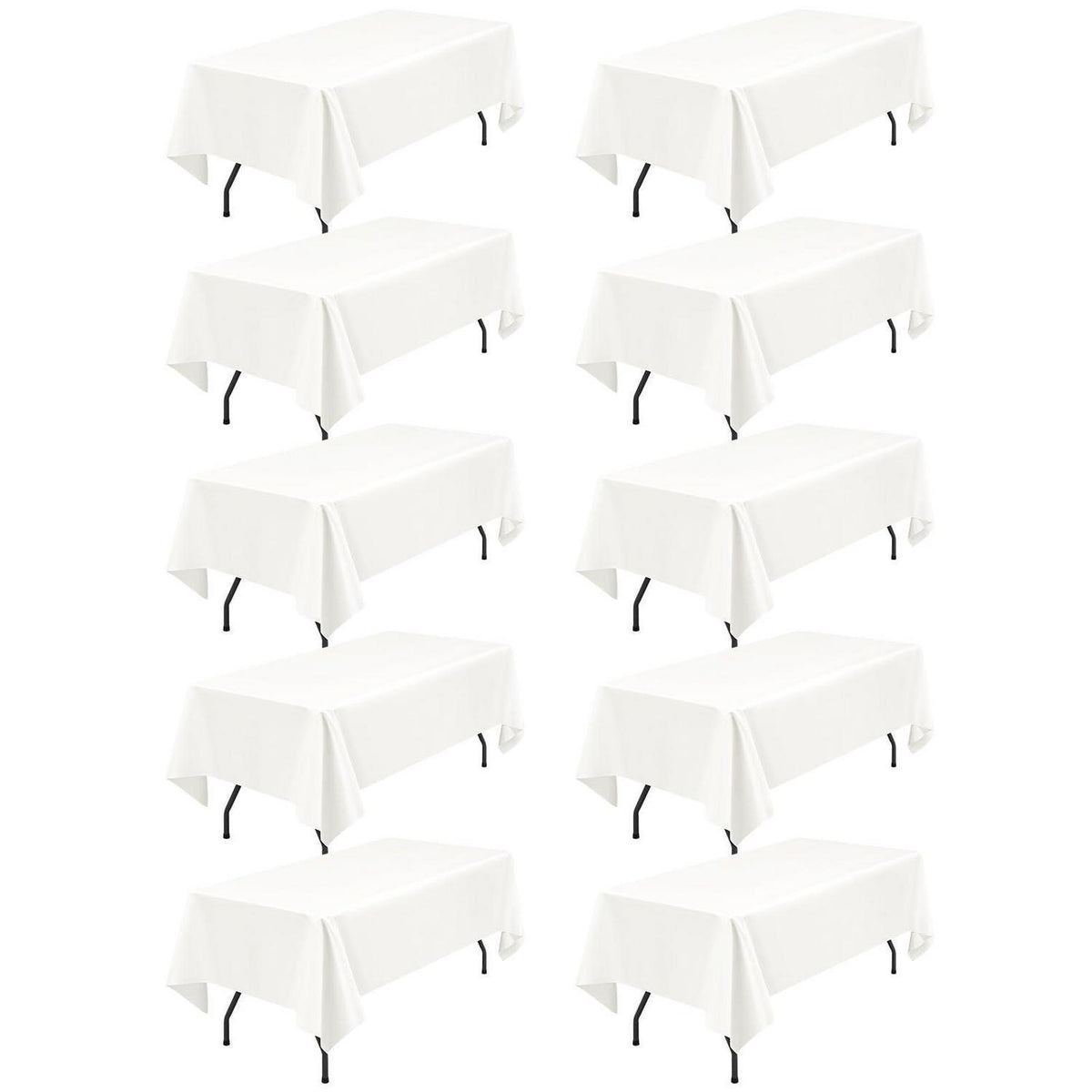 10x Elfenbeinfarbene Tischdecken 153x260cm – Rechteckig & Waschbar