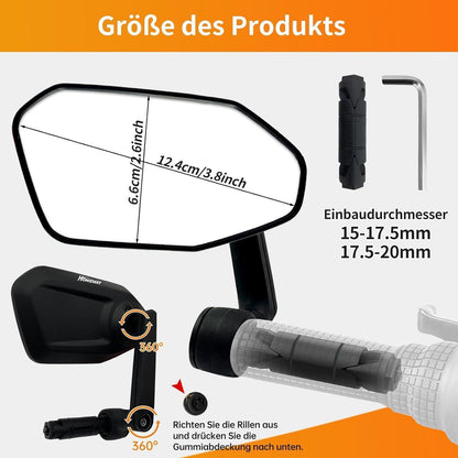 Fahrradspiegel 360° verstellbar – Klarer Echtglas-Rückspiegel