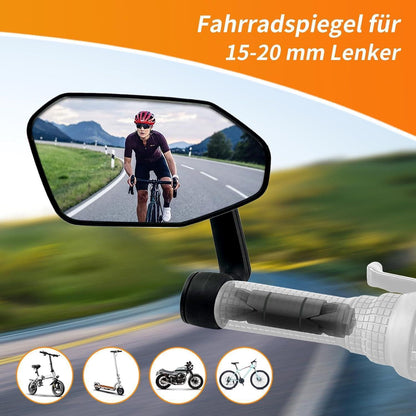 Fahrradspiegel 360° verstellbar – Klarer Echtglas-Rückspiegel