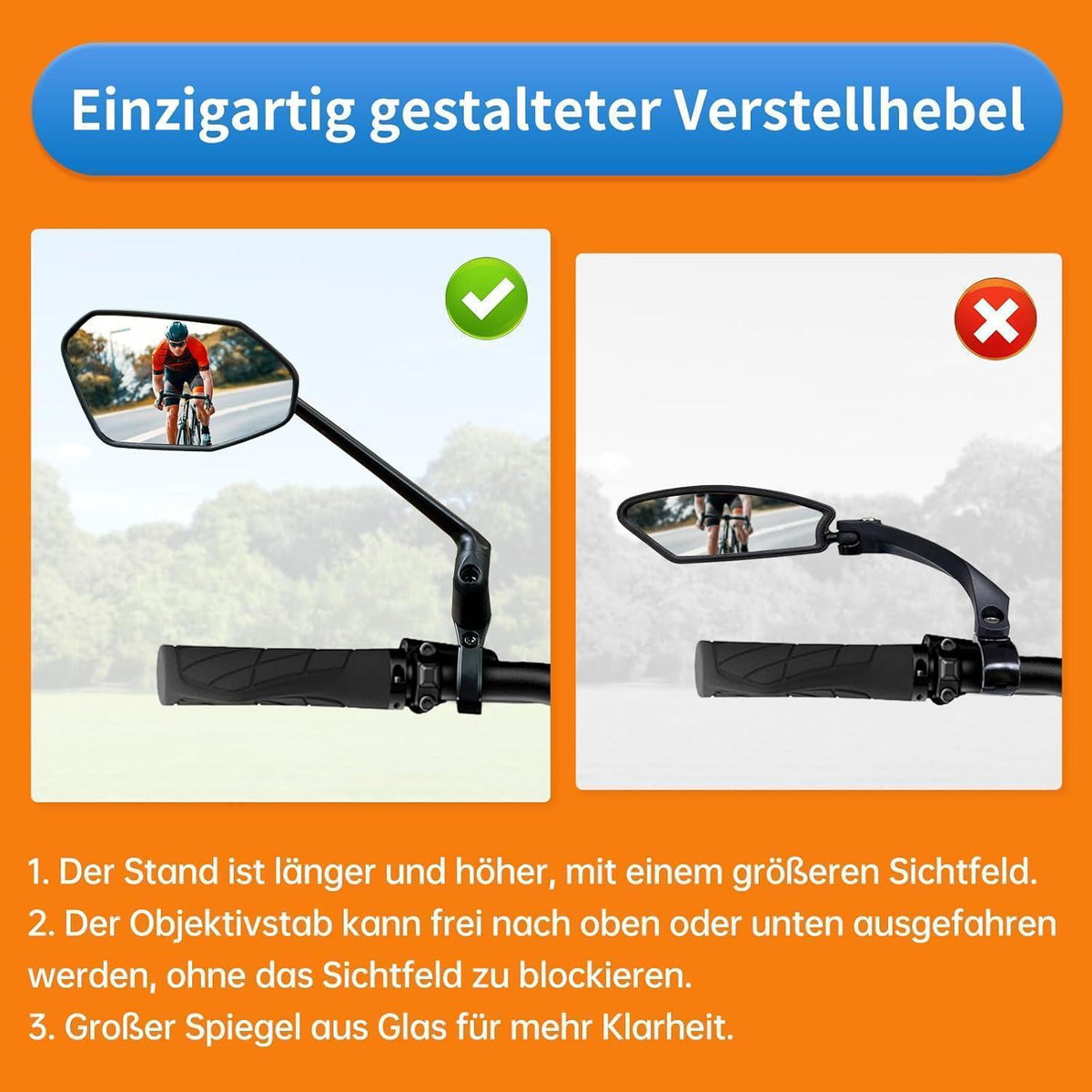 Fahrradspiegel 360° Drehbar – Klarer Rückspiegel für E-Bike & Co.
