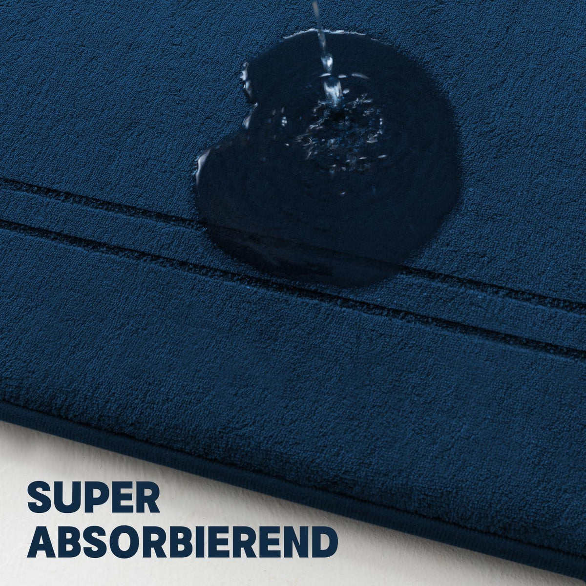 5-teiliges Badezimmerteppich-Set Navy Blau, Rutschfest & Waschbar