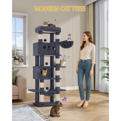Großer Kratzbaum 170cm | Katzenbaum mit Hängematte & Höhlen