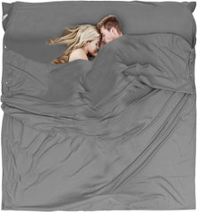 Hüttenschlafsack Mikrofaser 2in1 Ultraleicht 180x220 cm mit Kissenfach
